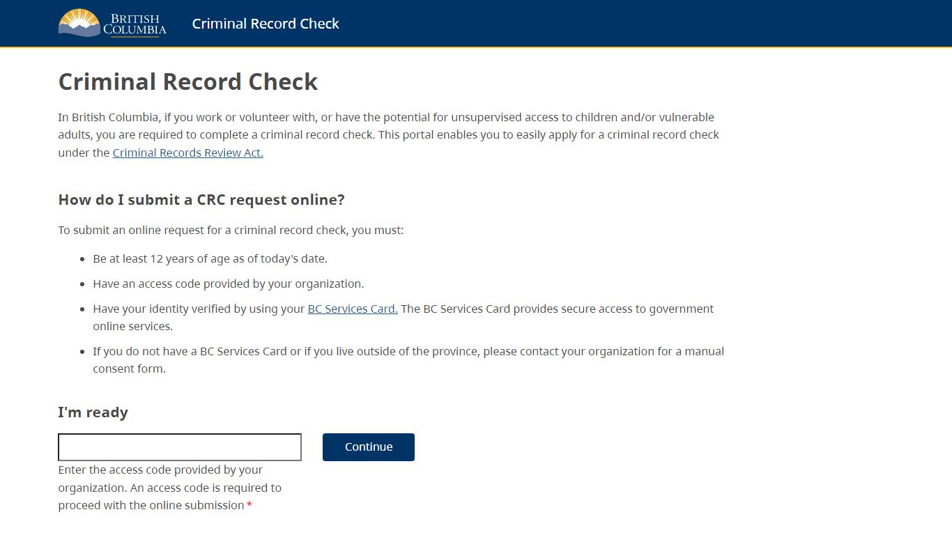 Criminal Record Check - Gov