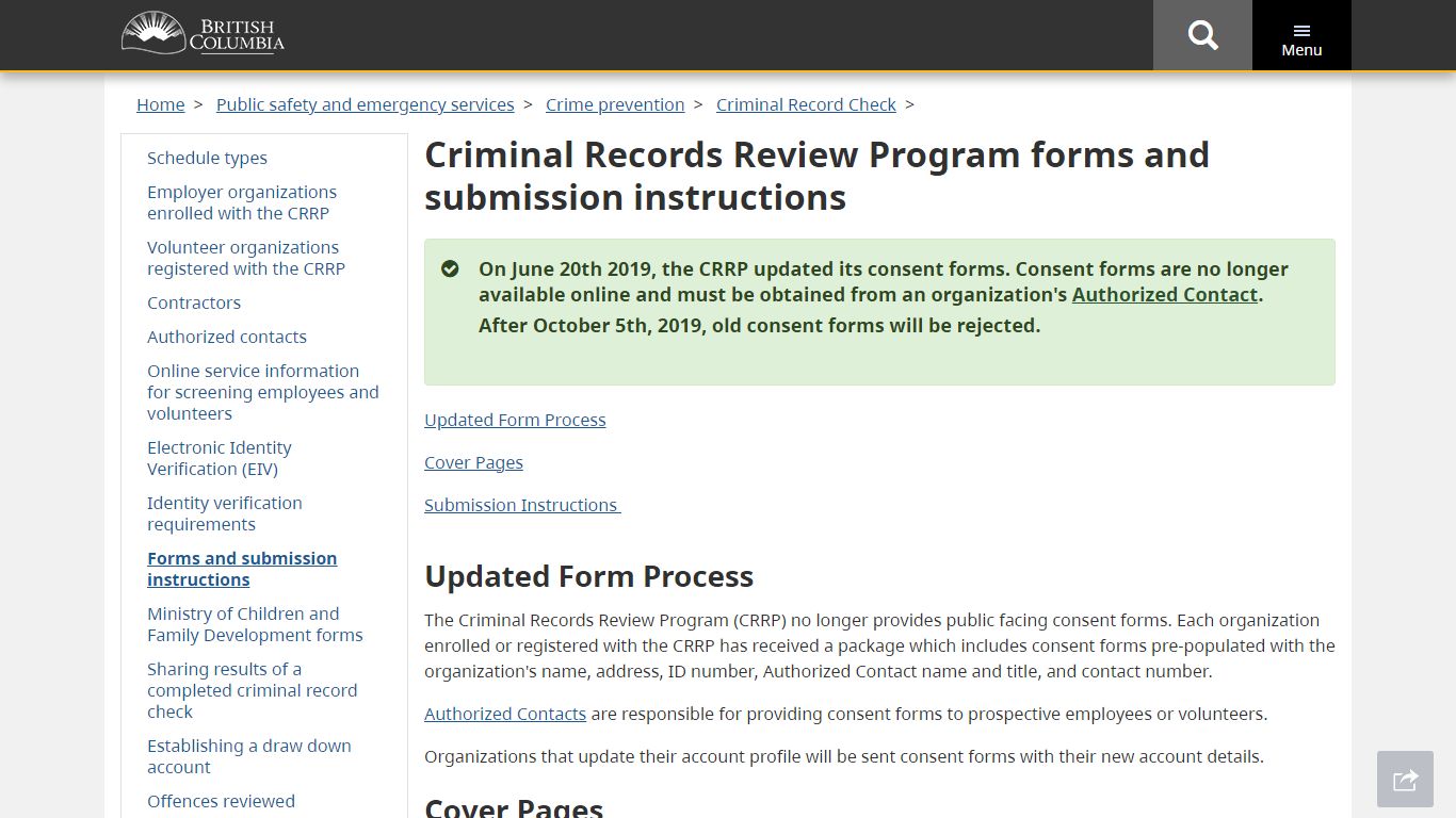 Criminal Records Review Program forms and submission instructions - Gov