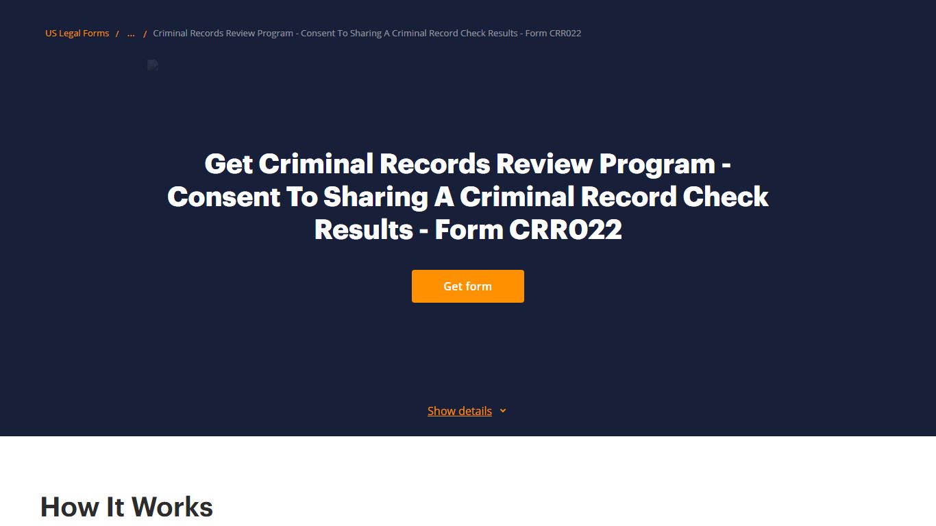 Get Criminal Records Review Program - US Legal Forms